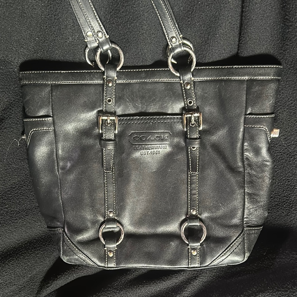 Vintage Coach Black Leather Tote